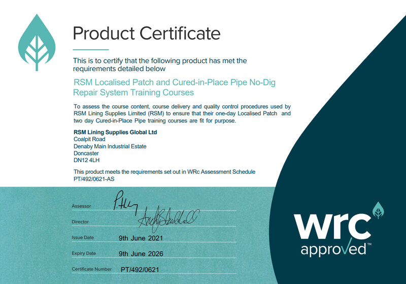 RSM Localised Patched & CuredinPlace Pipe NoDig Repair System